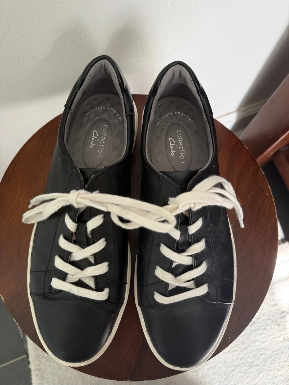 Clarks Black Leather Platform Sneakers- size 8